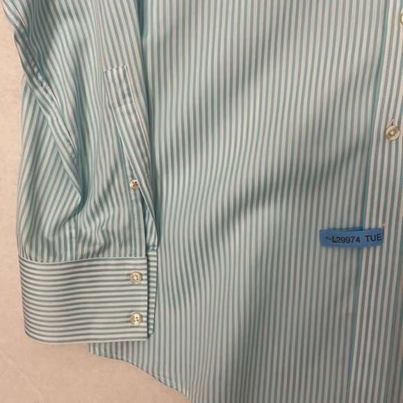 Thomas Pink Shirt, Slim Fit Formal Bengal Stripe Poplin, Single Cuff, 15.5 - Picture 5 of 11
